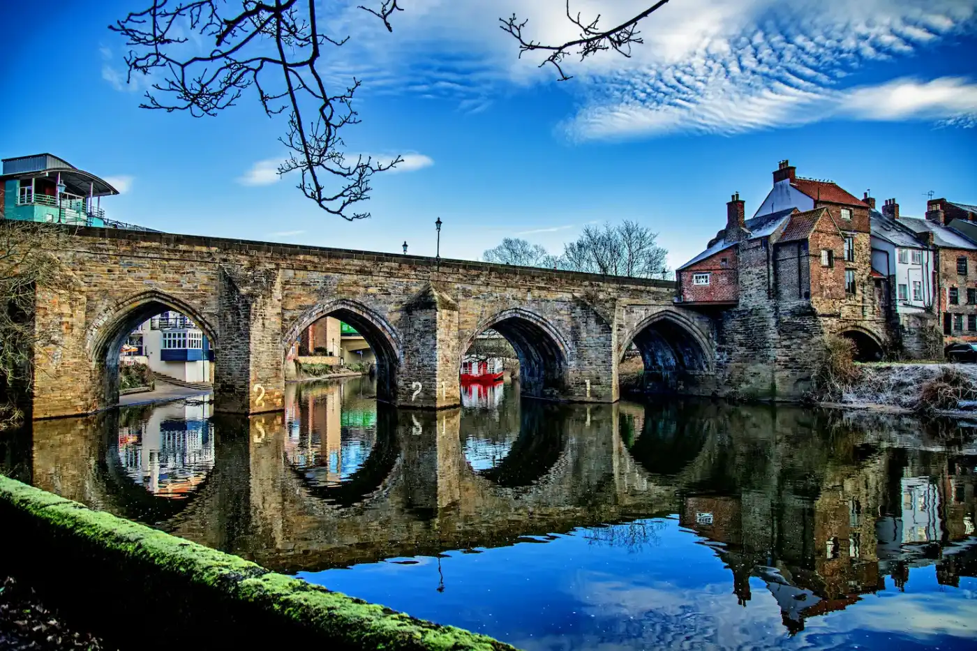 Durham River Wear waterside view, 2 minutes from Carl's Coffee Bailey Street shop