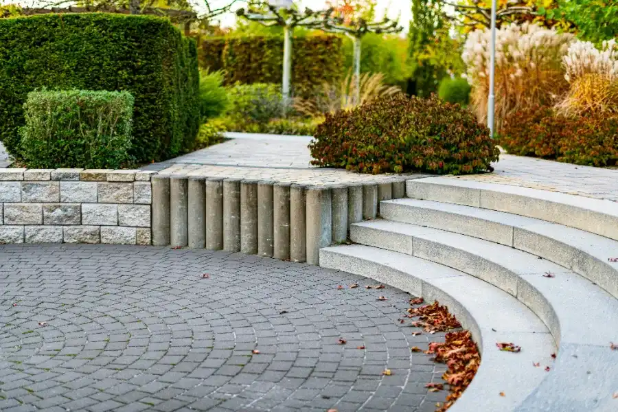 Completed patio steps and stone edging